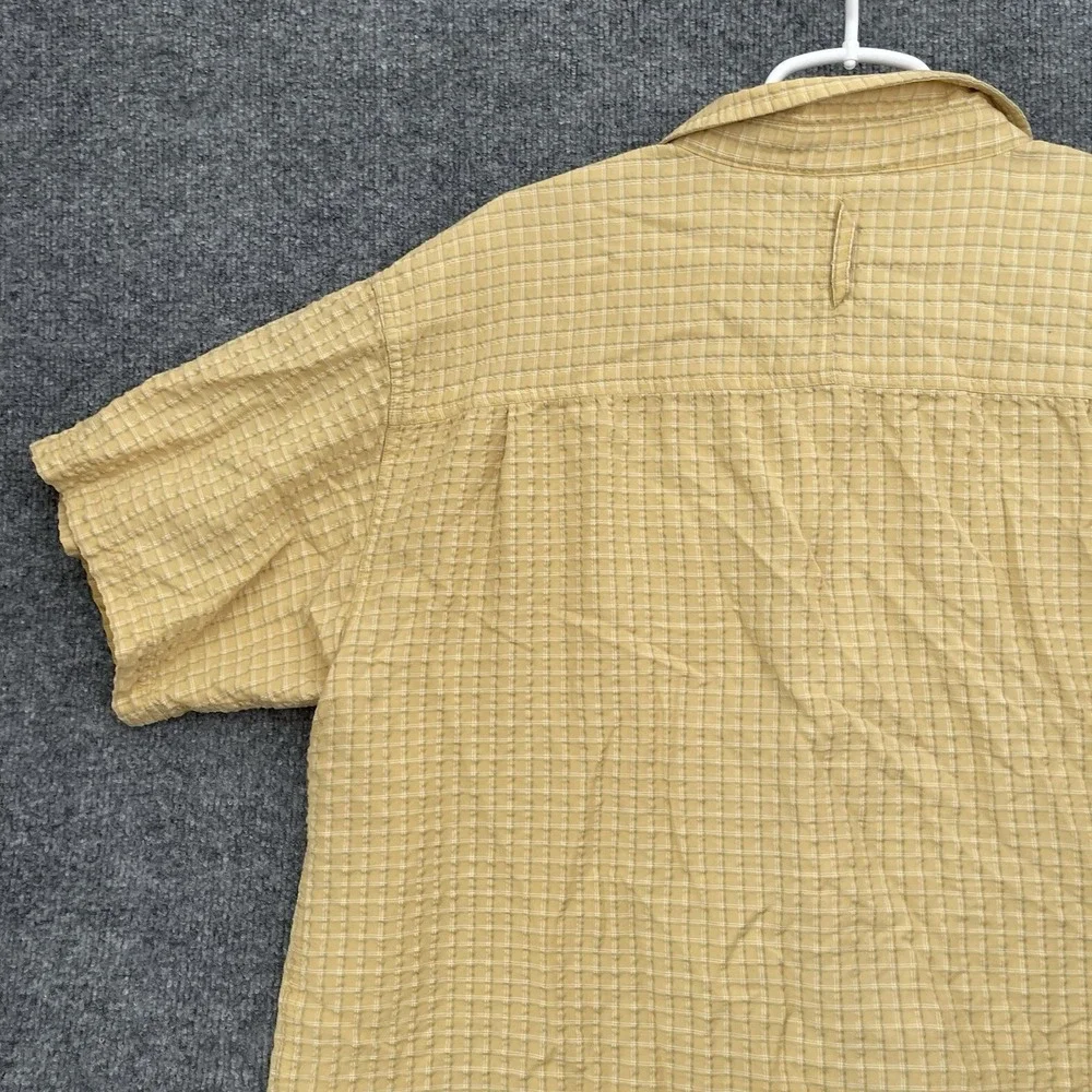 The North Face Shirt Men's Sz XL Yellow Plaid Short Sleeve Hiking Button Top